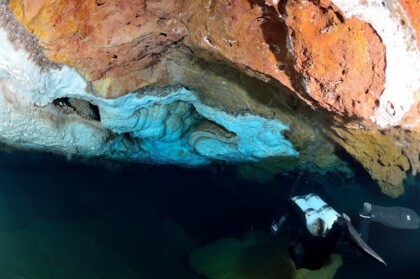 Simone beim Höhlentauchen in der wunderschönen Cueva del Agua